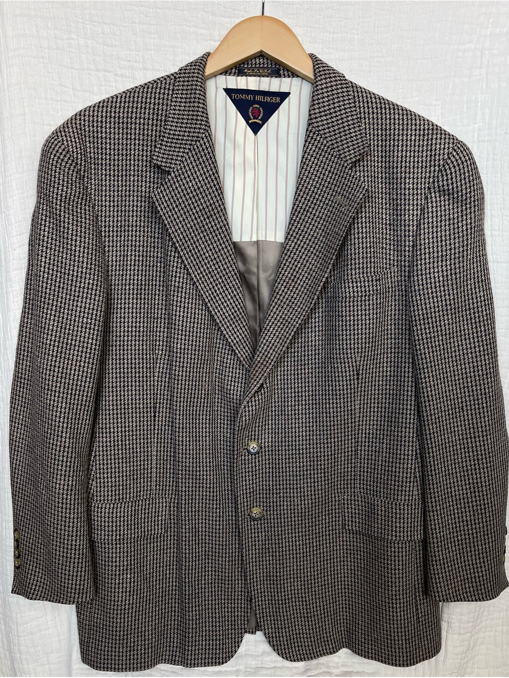 Vintage Tommy Hilfiger X Dillard's Men's Houndstooth Wool Blazer Made in USA